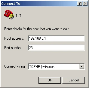 telnet 连接终端的设置界面