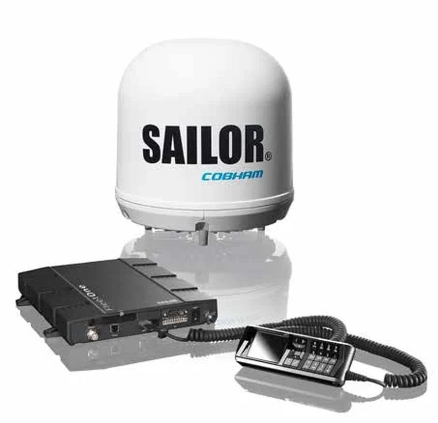 Cobham SAILOR Fleet One 系统组成:甲板天线、舱内终端与 IP 话机