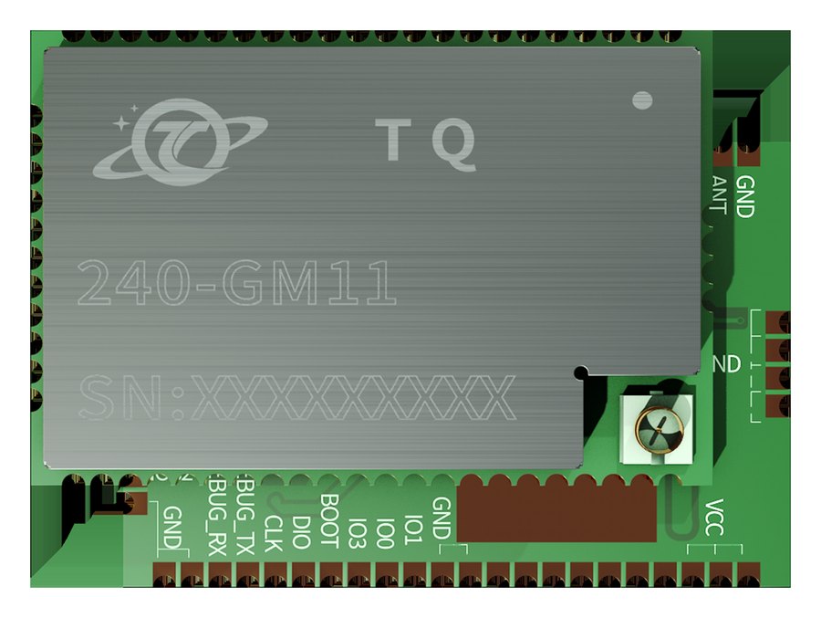 240-GM11 天启卫星通信模组实物:240MHz 频段、LCC 封装 30mm×20mm×3.5mm