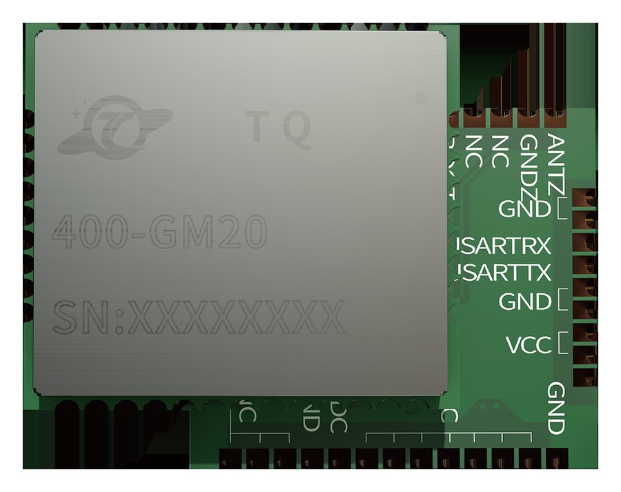 400-GM20 天启卫星通信模组实物：17.7mm×15.8mm×2.4mm、重 1 克的 LCC 封装板